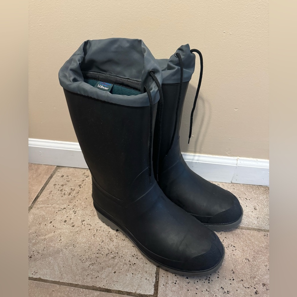Vintage LL Bean Boots Rain Boots Black Rubber Women's Size 9